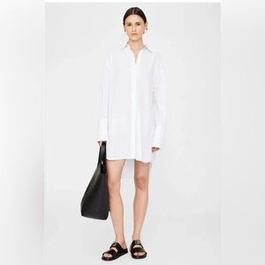 Anine Bing Lake Striped Shirt Dress; Oversized Minimalist Parisian Button-Down